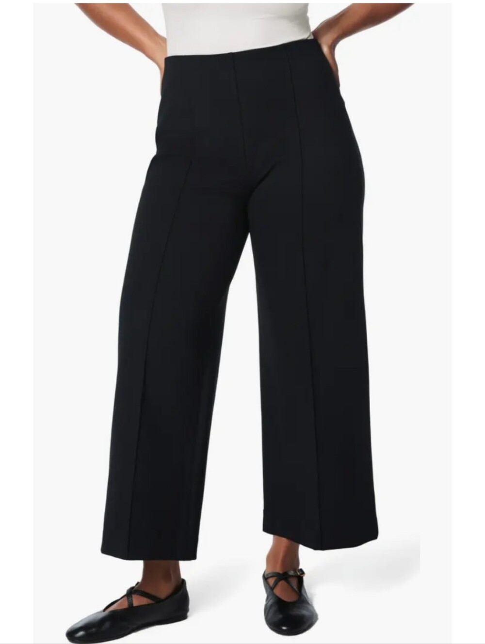Spanx Black The Perfect Pull-On Cropped Wide Leg Ponte Pants High Rise Size XL